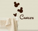 Mouse Custom Name Wall Decal Baby Nursery Micky Name Wall Stickers For Kids Rooms